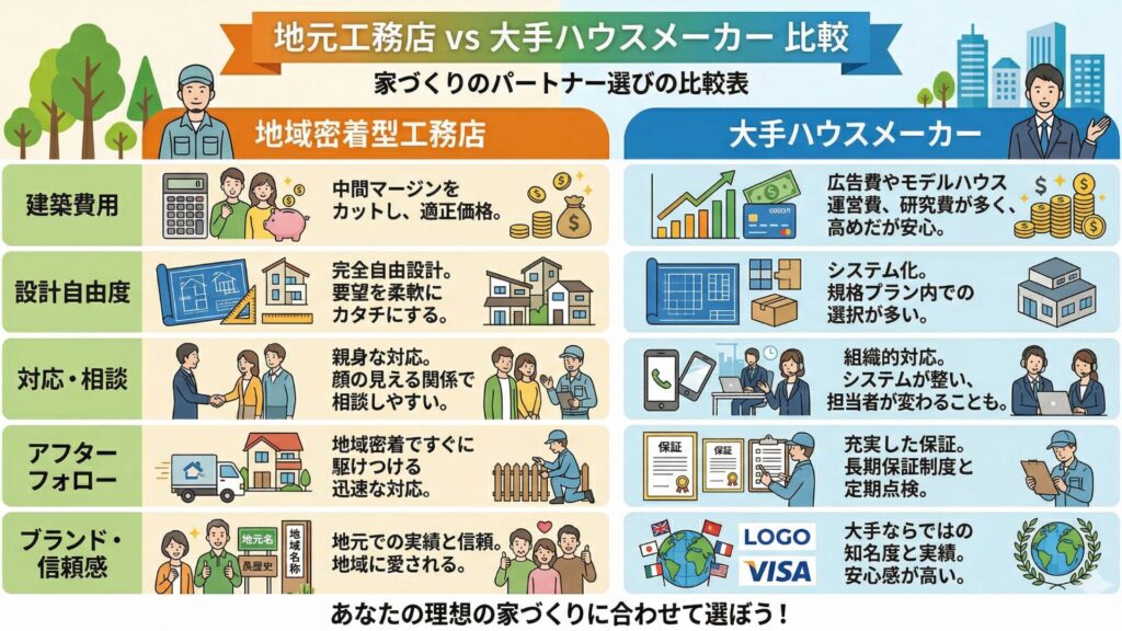 地元工務店 vs 大手ハウスメーカー 比較