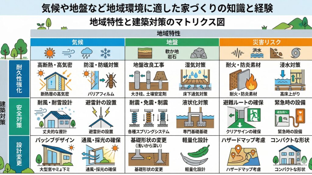 気候や地盤など地域環境に適した家づくりの知識と経験