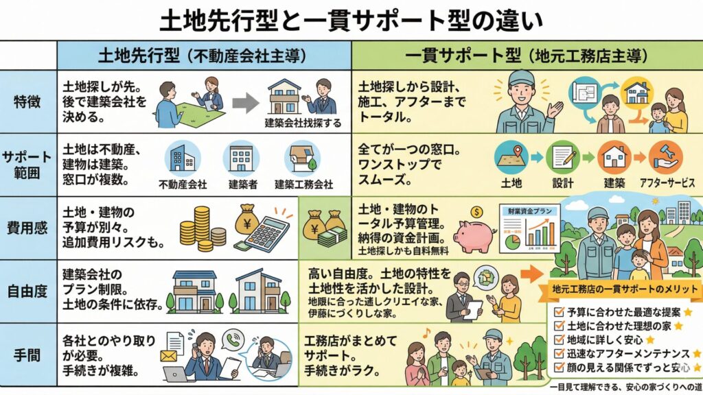 土地先行型と一貫サポート型の違い