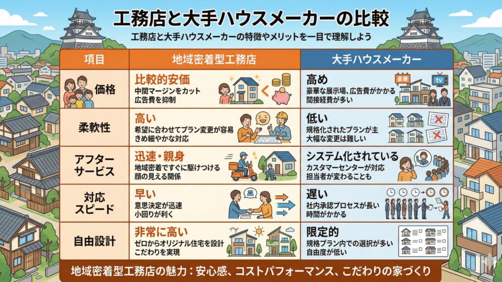 工務店と大手ハウスメーカーの比較