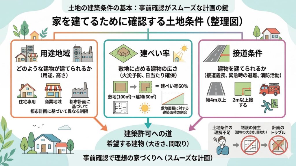 家を建てるために確認する土地条件（整理図）