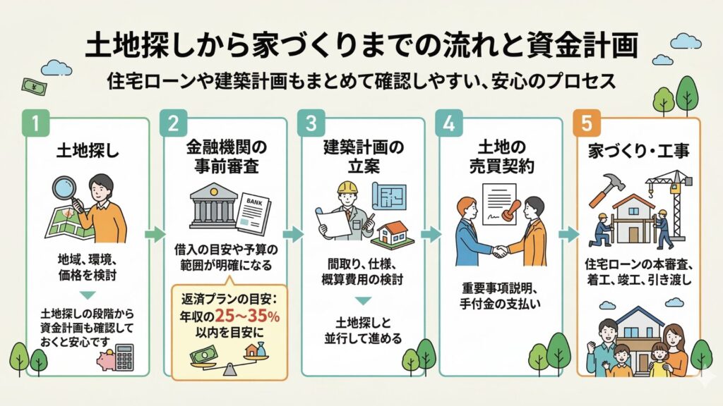 土地さがしから家づくりまでの流れと資金計画