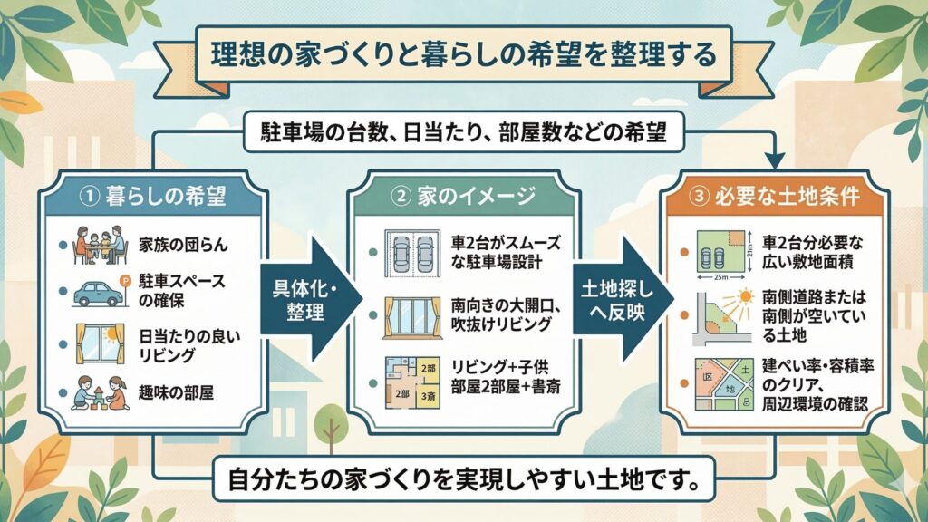 理想の家づくりと暮らしの希望を整理する