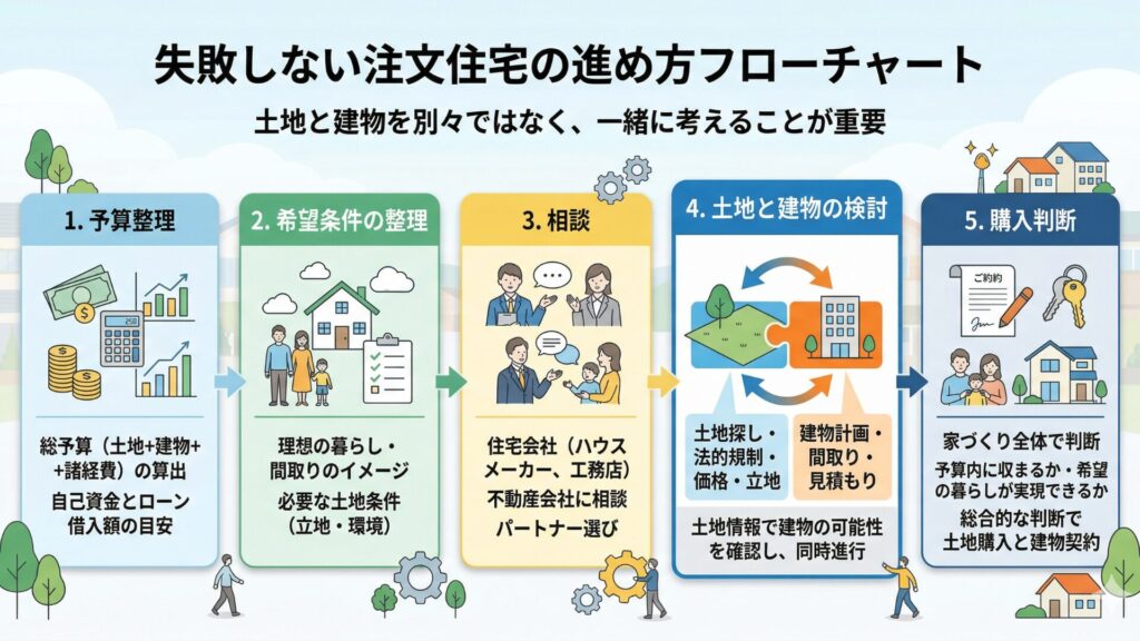 失敗しない注文住宅の進め方フローチャート