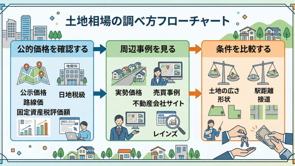 土地相場の調べ方フローチャート