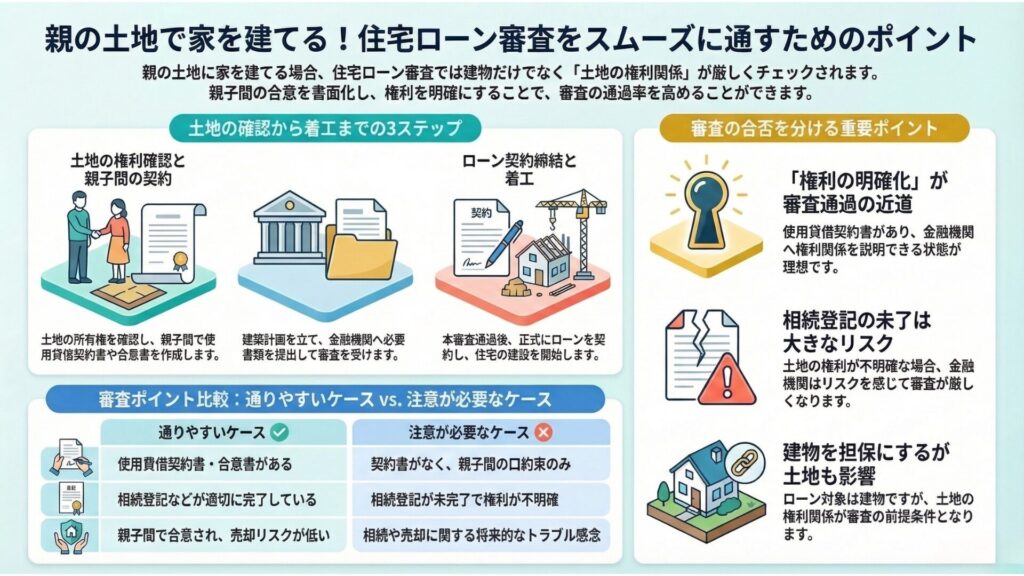 親の土地に家を建てる!住宅ローン審査をスムーズに通すためのポイント