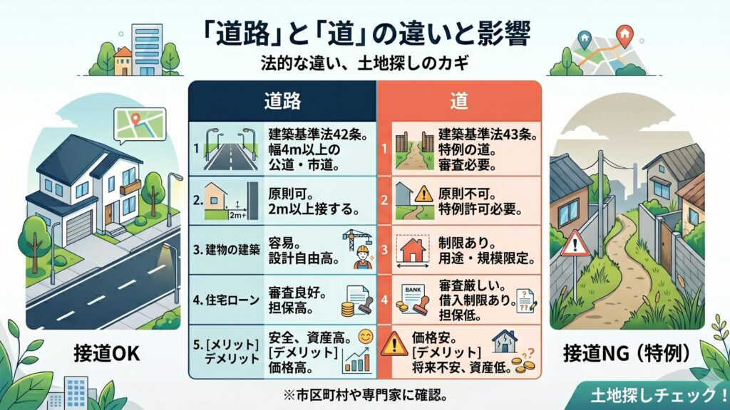 「道路」と「道」の違いと影響