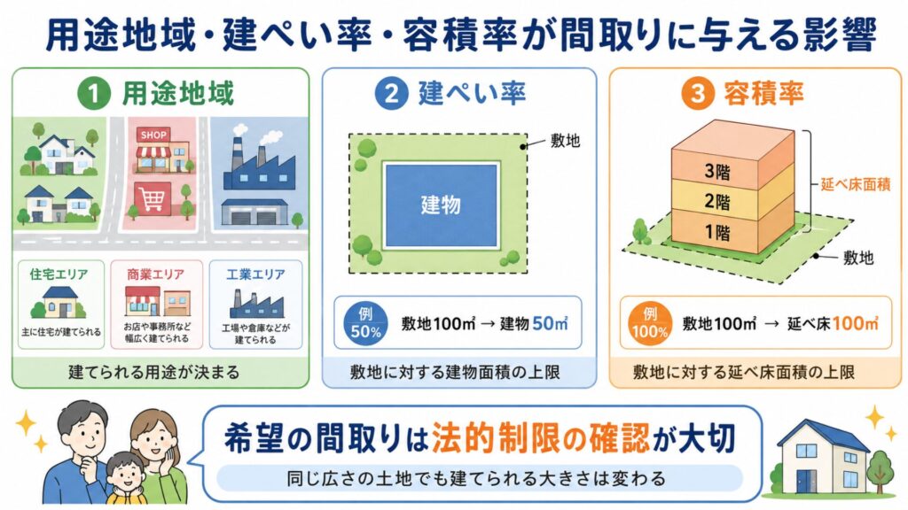 用途地域・建ぺい率・容積率が間取りに与える影響