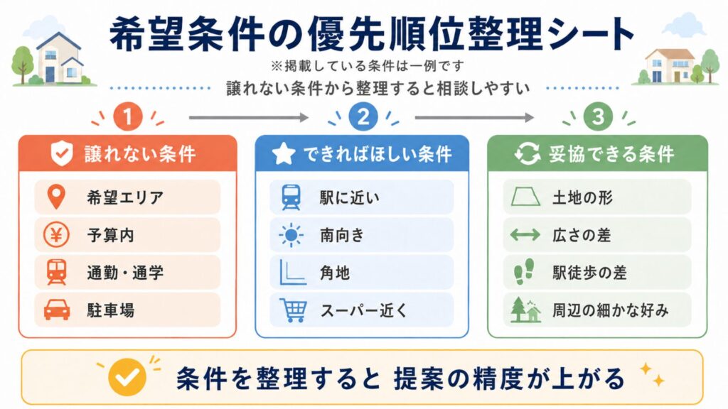 希望条件の優先順位を整理する