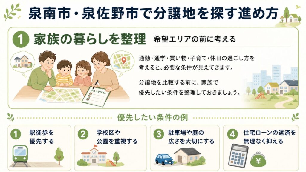 泉南市・泉佐野市で分譲地を探す進め方
