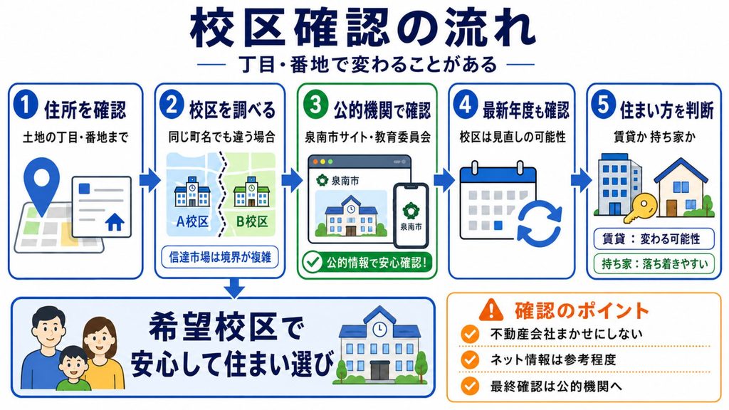 校区確認の流れ